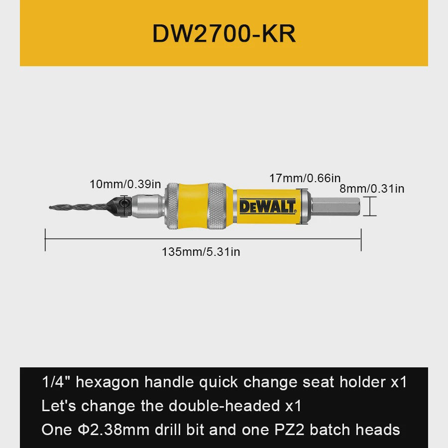 DEWALT DW2700 #6 Drill Drive Set: 2-in-1 Verstelbare Verzonken Boor en Schroefbit