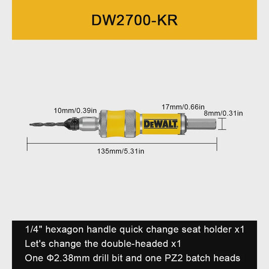 DEWALT DW2700 #6 Drill Drive Set: 2-in-1 Verstelbare Verzonken Boor en Schroefbit