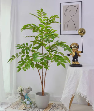 Grote Kunstplant Ficus Boom - 76-140cm - Realistische Kunst Banyan Plant met Groene Bladeren voor Huis en Tuin Decoratie