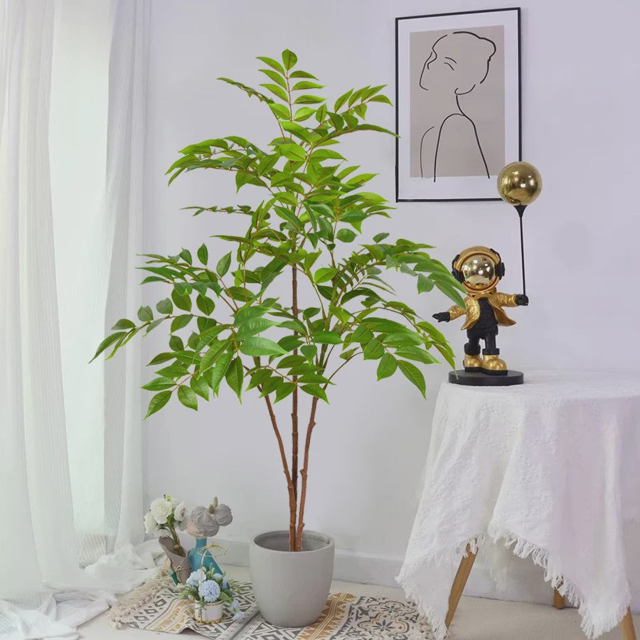 Grote Kunstplant Ficus Boom - 76-140cm - Realistische Kunst Banyan Plant met Groene Bladeren voor Huis en Tuin Decoratie