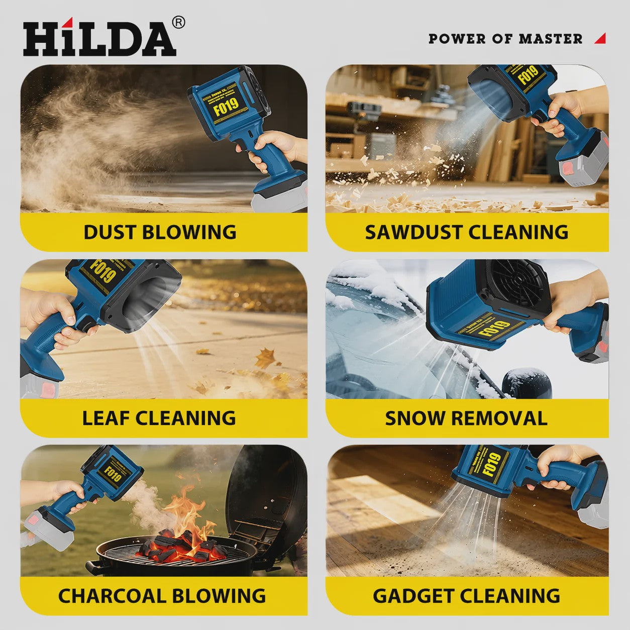 HILDA F019 Krachtige Snoerloze Luchtblazer - 1000W Turbo Ventilator
