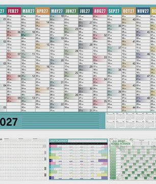 Jaarplanner 2027 - Grote Wandkalender met Planvakken en Stickers