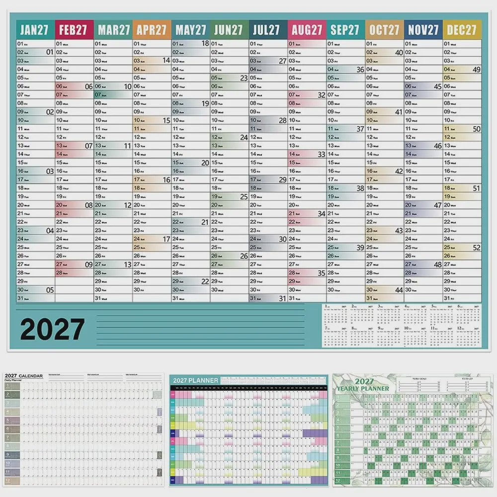 Jaarplanner 2027 - Grote Wandkalender met Planvakken en Stickers