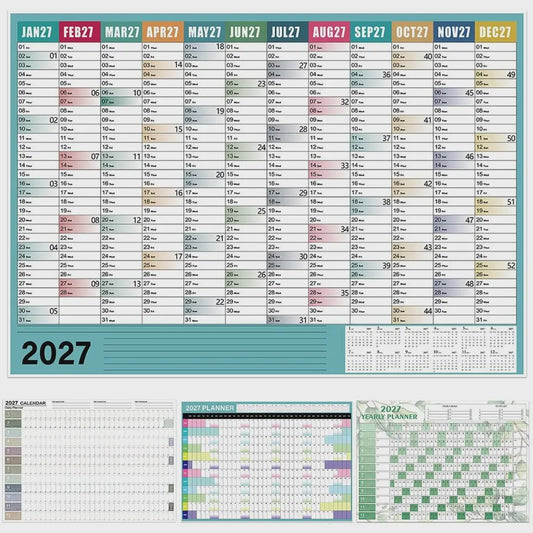 Jaarplanner 2027 - Grote Wandkalender met Planvakken en Stickers