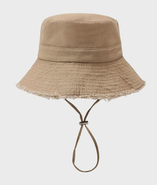 Zomerse Denim Fisherman Hat met Grote Rand en Koord - UV Bescherming voor Dames & Heren
