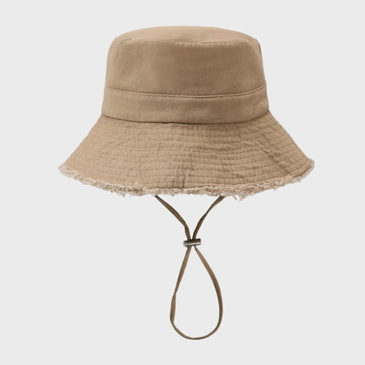 Zomerse Denim Fisherman Hat met Grote Rand en Koord - UV Bescherming voor Dames & Heren