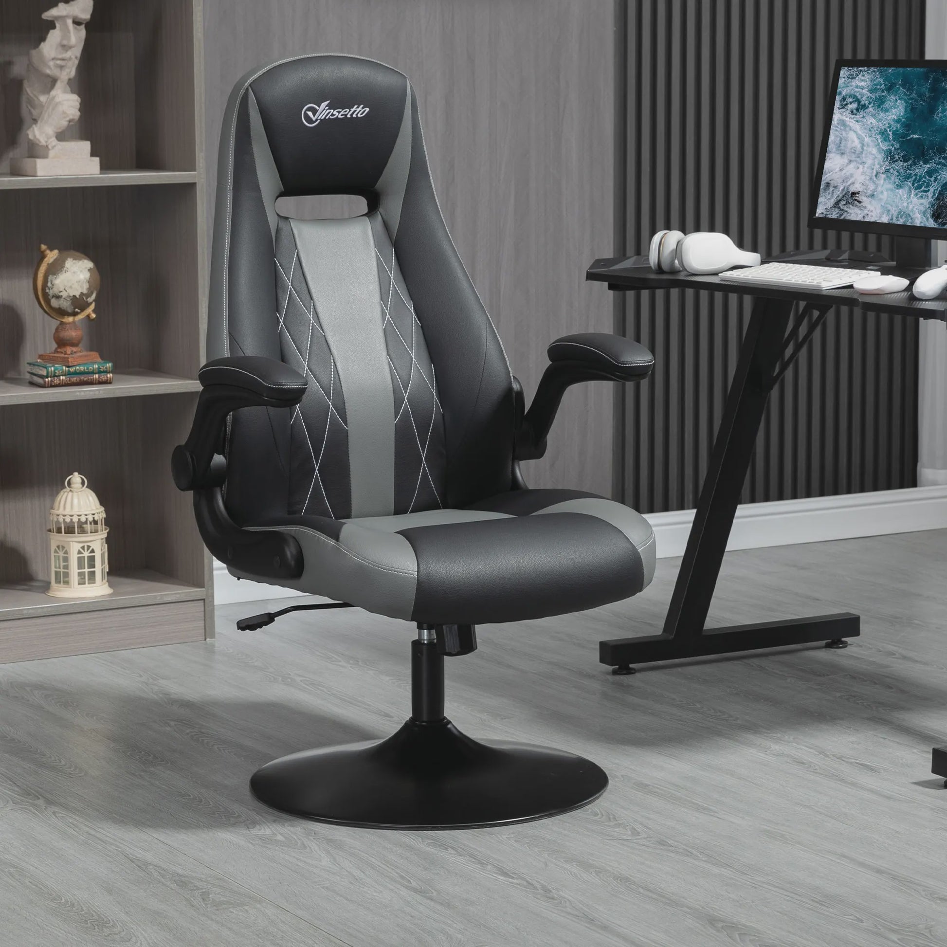 Ergonomische Gaming Stoel met Draaibare Metalen Voet en Verstelbare Hoogte