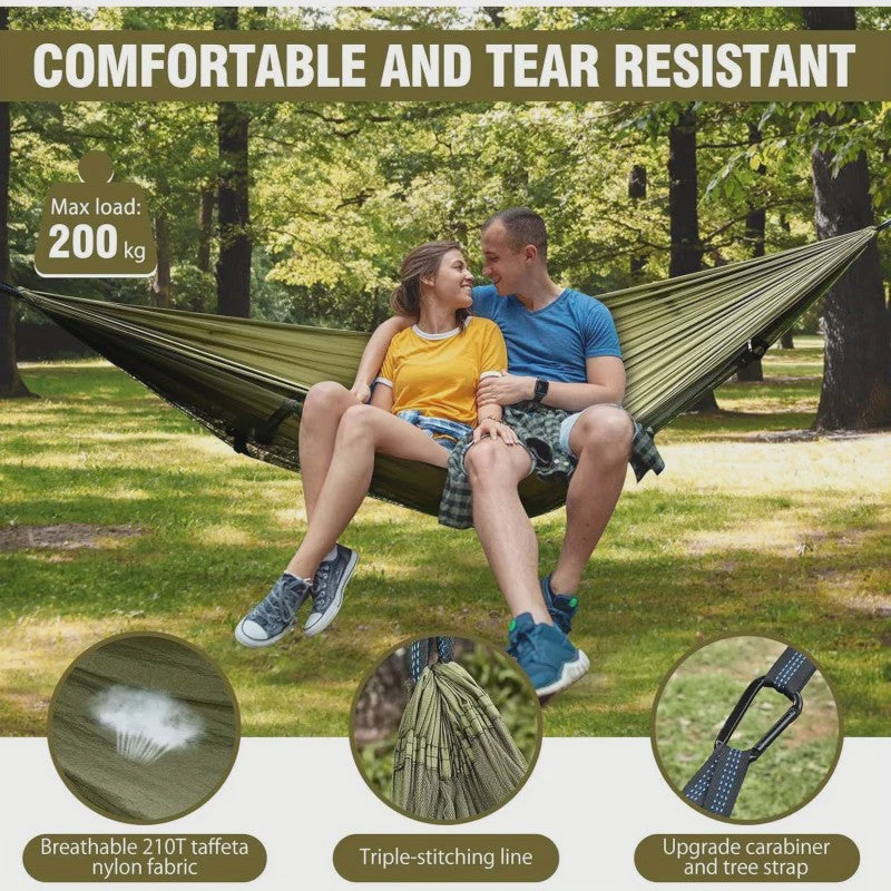 2-in-1 Camping Hangmat met Muggennet - Ultralicht Parachute Nylon