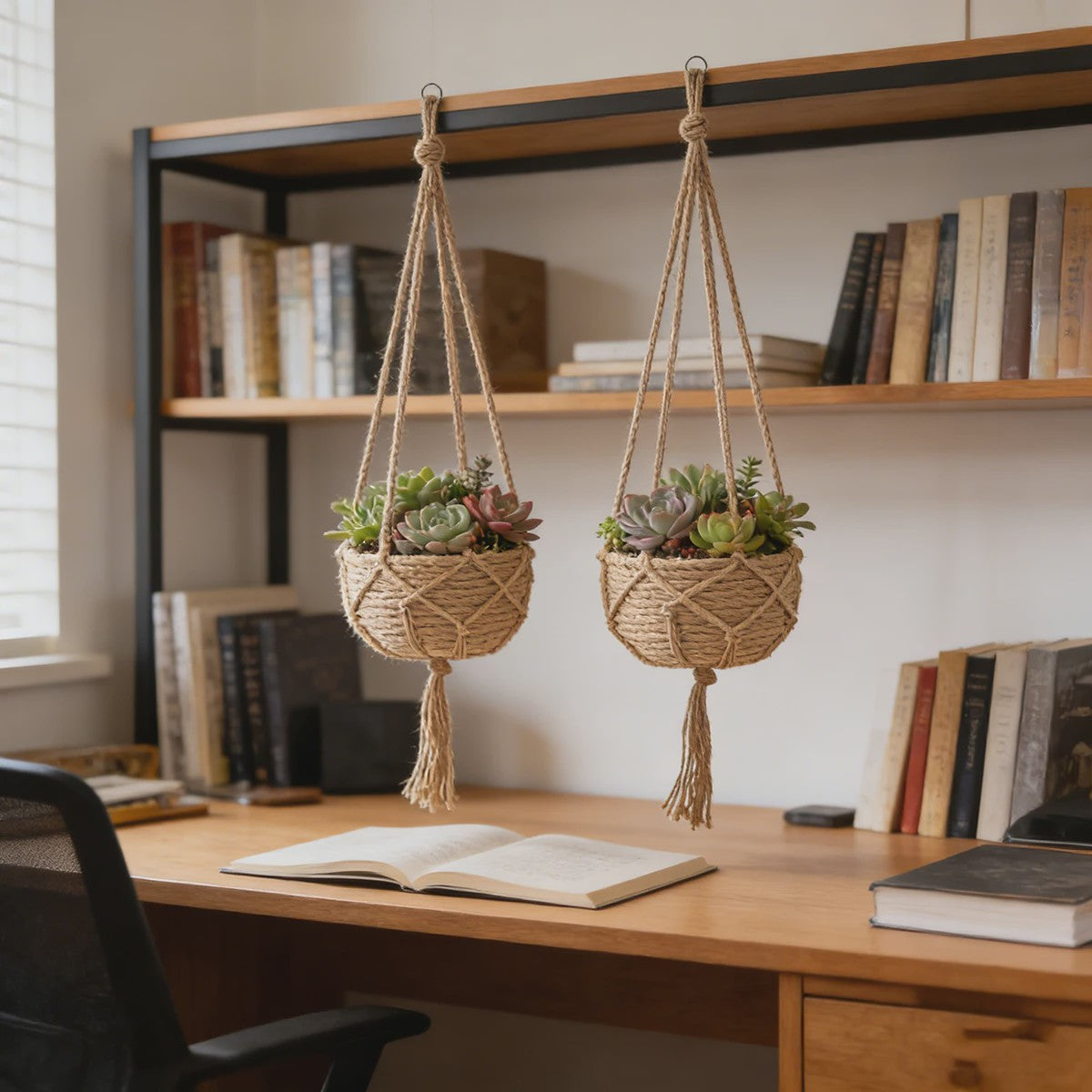 Macramé Plantenhanger - Decoratieve Hangmand voor Binnen & Buiten