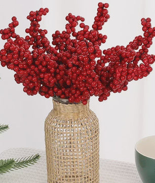 50 Kerst Takken met Kunstmatige Rode Bessen - Feestelijke Decoratie voor Kerstboom & Huis