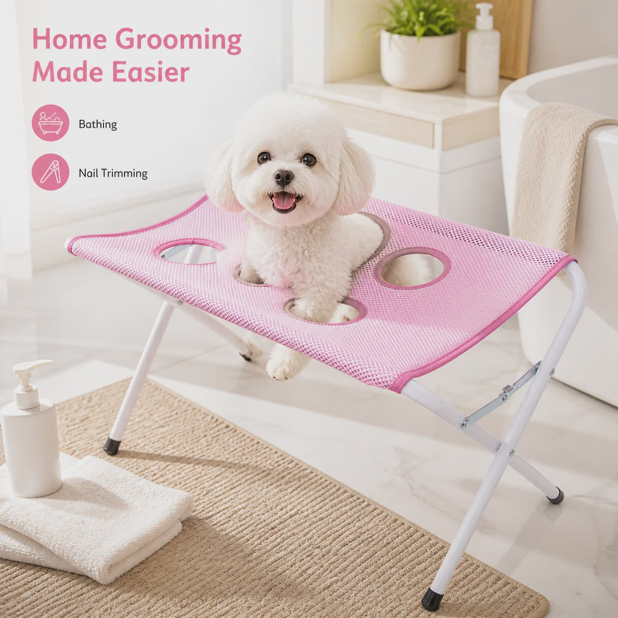 Opvouwbare Honden & Katten Grooming Hammock Stand - Sneldrogend Mesh voor Baden & Nagels Knippen