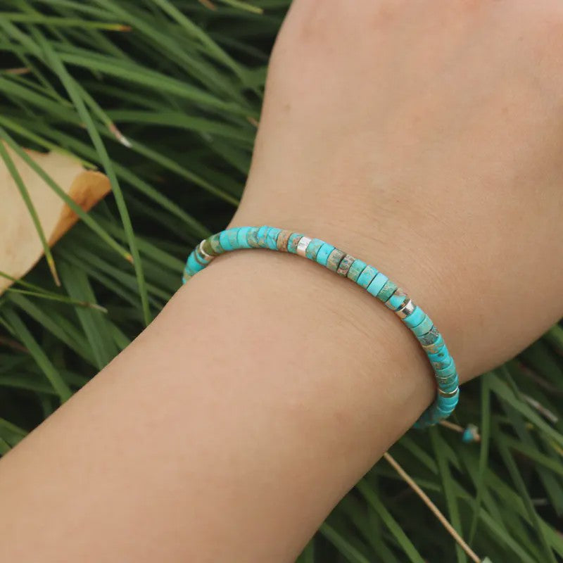 Natuurlijke Blauwe Emperor Steen Kralen Armband - Verstelbaar & Uniek