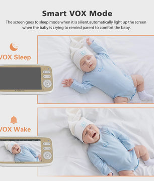 Draadloze Babyfoon met 5" LCD Scherm, App & 3x Zoom - Pan/Tilt & Tweeweg Audio