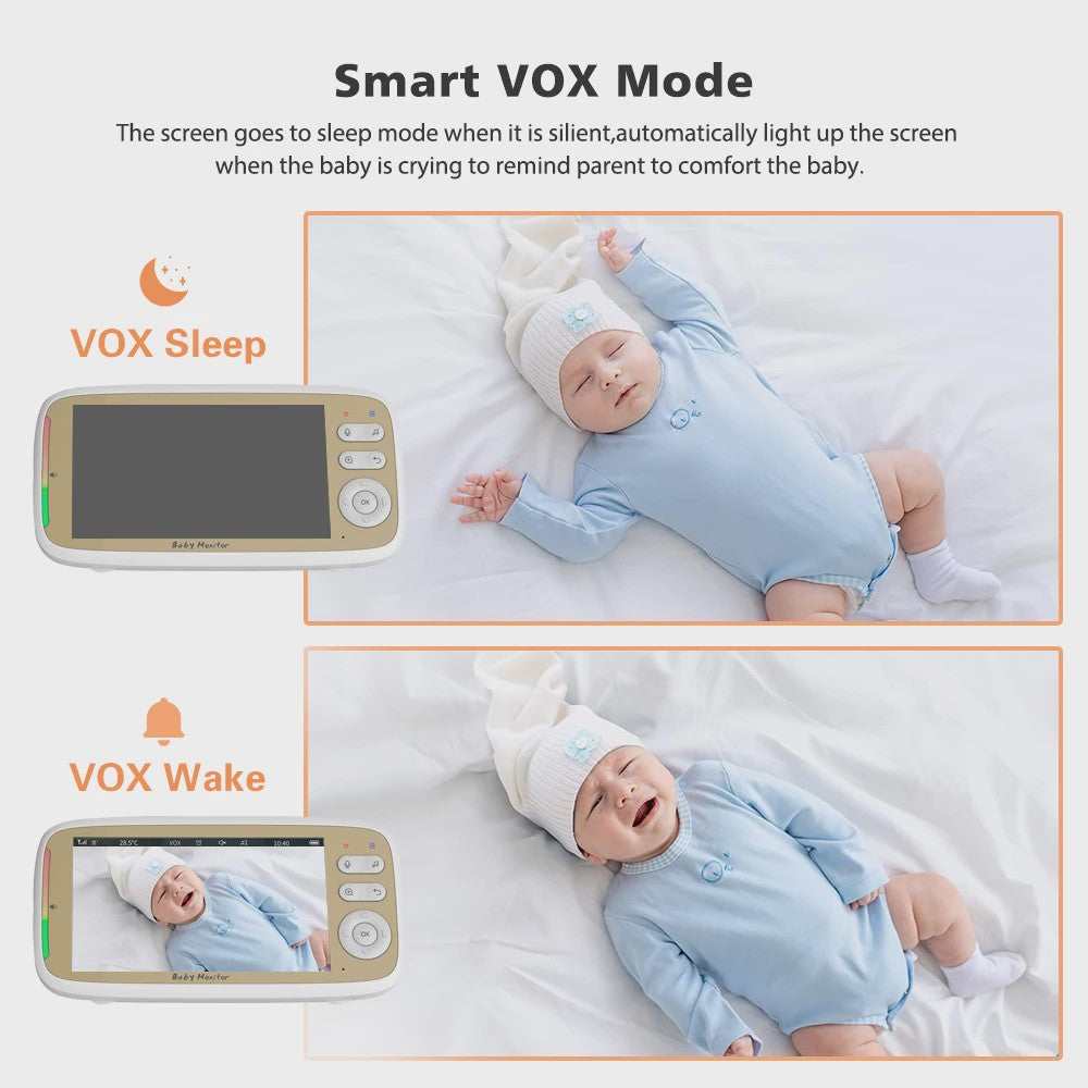 Draadloze Babyfoon met 5" LCD Scherm, App & 3x Zoom - Pan/Tilt & Tweeweg Audio