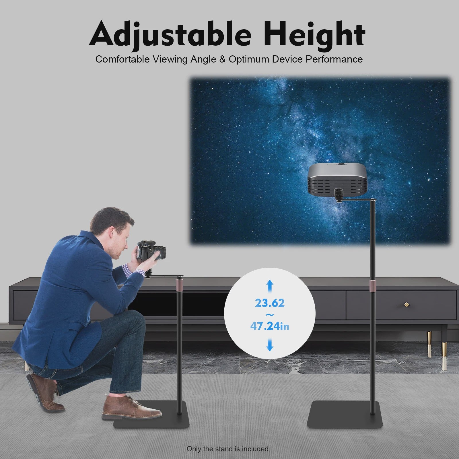 Verstelbare Projector Stand met 360° Draaibaar Plateau - Stabiele Vrijstaande Mount