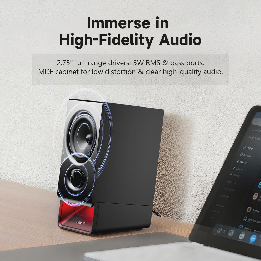 Edifier R20BT Bluetooth Boekenplank Speakers met Ambient Light & APP Controle