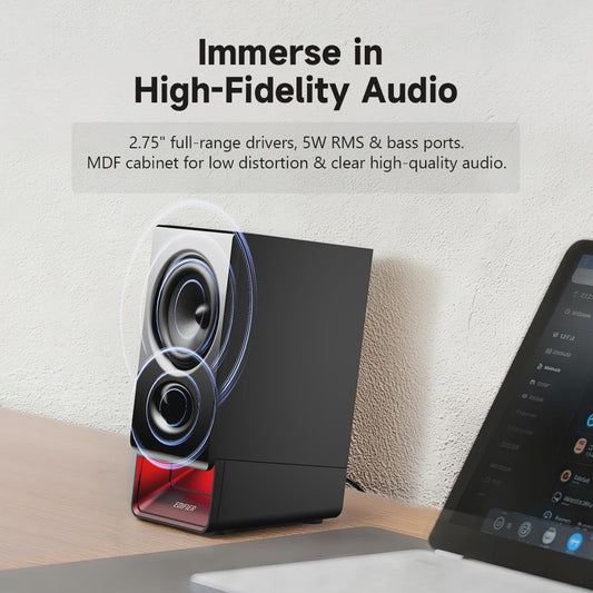 Edifier R20BT Bluetooth Boekenplank Speakers met Ambient Light & APP Controle