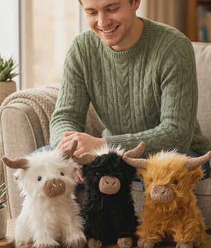 Schattige Highland Cattle Pluche Knuffel - Zacht & Fluffy Dier - Verkrijgbaar in 30/50cm - Zit of Lig Positie