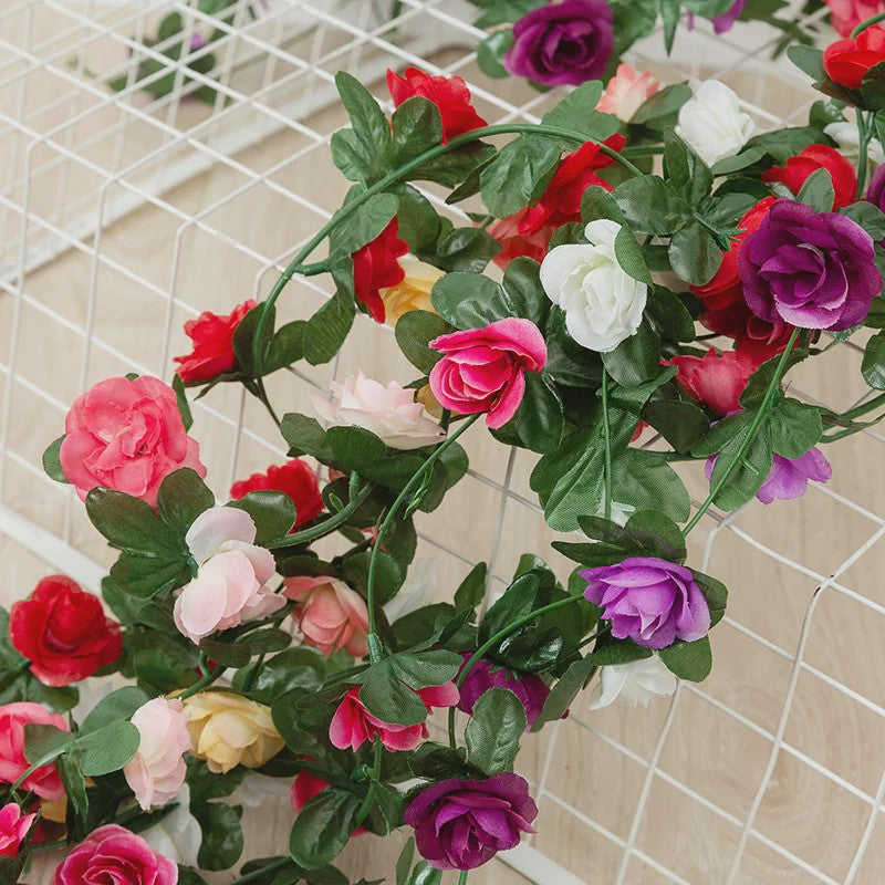 Kunstrozen Garland - Decoratieve Slier met Rozen en Bladeren