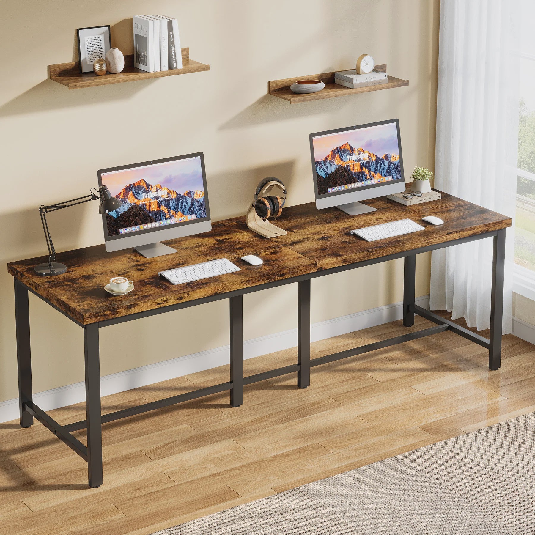 Extra Lange Bureau voor 2 Personen - 200 cm Breed Werkstation Bureau