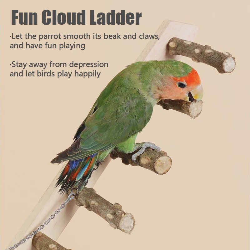 Houten Klimladder Speelgoed voor Papegaaien en Kleine Huisdieren - Natuurlijk & Interactief