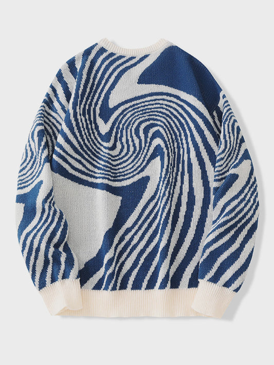 Herfst & Winter Heren Trui met Maze Jacquard Patroon - Ronde Hals