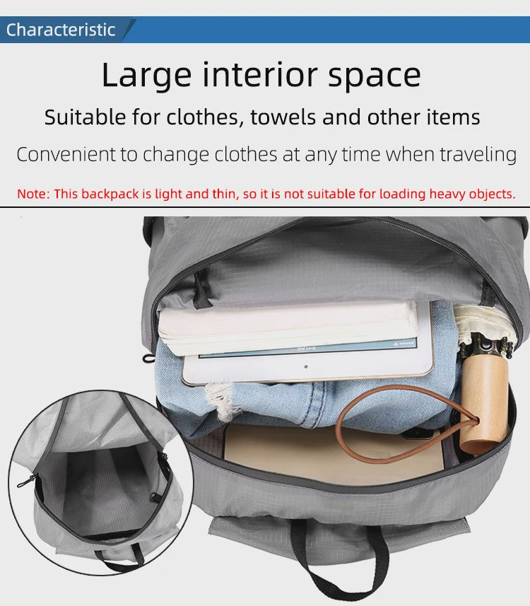 Opvouwbare Rugzak 20L - Ultralicht & Waterafstotend voor Wandelen, Fietsen en Reizen