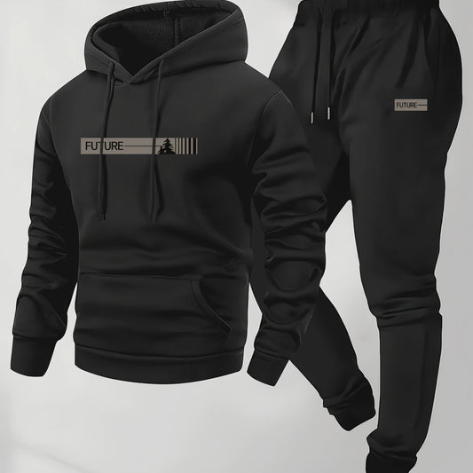 Heren Trainingspak Herfst: Casual Lange Mouw Hoodie & Joggingbroek Set