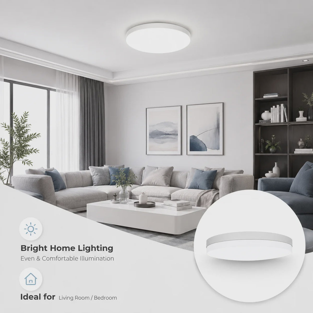 Ultra-dunne Ronde LED Plafondlamp Waterdicht Flush Mount 6500K Daglicht