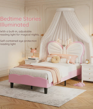 Anajqaqia Kinderbed met Vlinder Design, 90x200cm, Inclusief Nachtlampje
