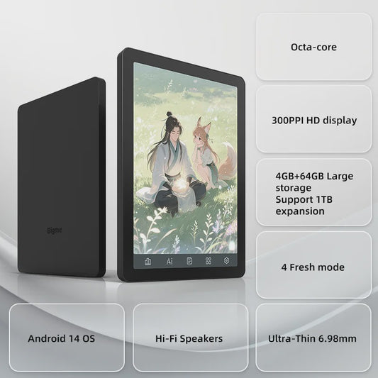 Bigme B6 E-reader: 6" E-Ink, Android 14, Google Play, 4GB+64GB, Verstelbaar Frontlicht