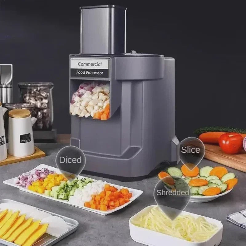 Professionele Elektrische Groentesnijder 3-in-1: Snijden, Raspen & Blokjes