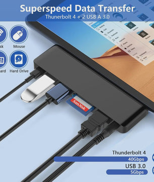 7-in-1 USB-C Docking Station voor Surface Pro 9/10/11/X met 4K HDMI, 100W PD & SD/TF Kaartlezer
