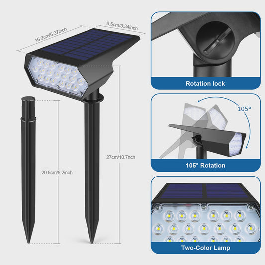 Waterdichte Solar LED Spotlight met Grondspies - Tuinverlichting