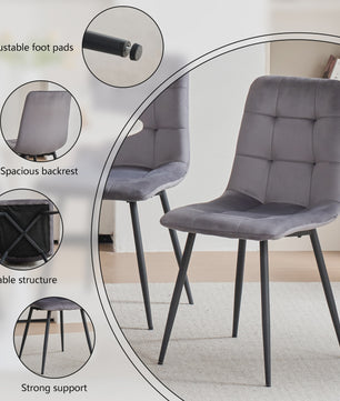 Set Eettafelstoelen (2/4/6 stuks) - Gestoffeerd Fluweel met Metalen Frame