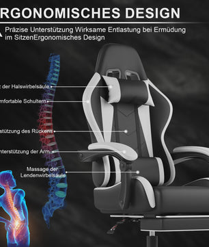 Ergonomische Gaming Stoel met Lendengezondheid Massage en Voetensteun – Verstelbaar voor Kantoor en Ontspanning