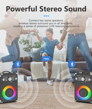 S8-T Karaoke Machine met 3 Draadloze Microfoons - TWS, USB, TF, Gitaar & TV Connectie