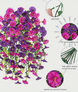 2x Kunstplant Ochtendgloren & Eucalyptus Hangdecoratie - UV-bestendig, Weerbestendig voor Buiten, Tuin, Huis & Bruiloften