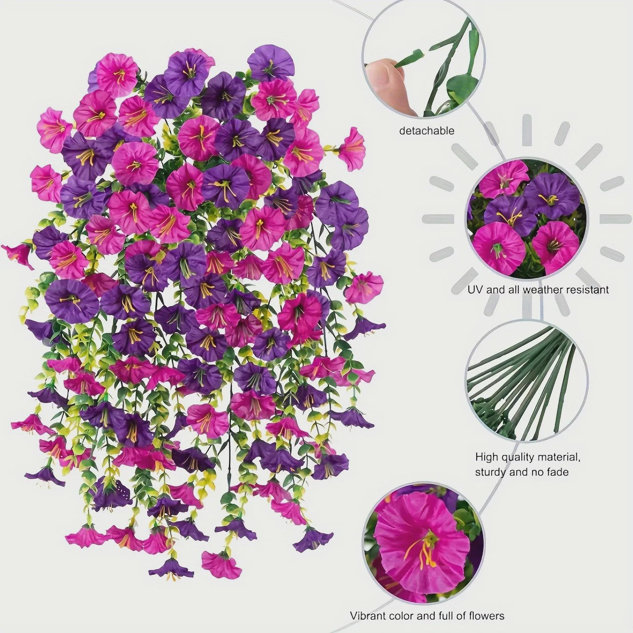 2x Kunstplant Ochtendgloren & Eucalyptus Hangdecoratie - UV-bestendig, Weerbestendig voor Buiten, Tuin, Huis & Bruiloften