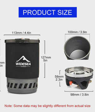 Widesea Draagbare Camping Koffiezetter Set met French Press & Gasbrander 0.9L