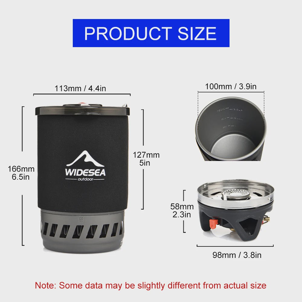 Widesea Draagbare Camping Koffiezetter Set met French Press & Gasbrander 0.9L