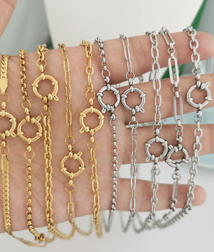 Gouden Roestvrij Stalen Ketting met Sailor Sluiting - Unisex Choker