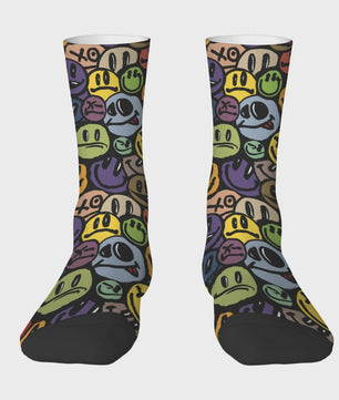 Graffiti Emoticon Sokken - Vrolijke & Comfortabele Streetwear Sokken voor Heren