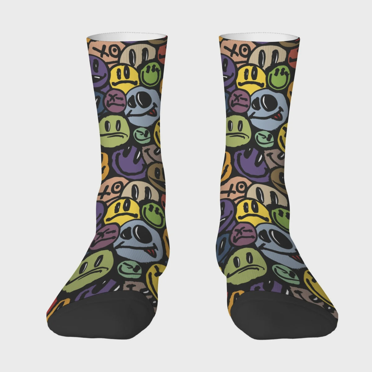 Graffiti Emoticon Sokken - Vrolijke & Comfortabele Streetwear Sokken voor Heren