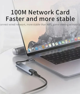 8-in-1 USB-C Hub: 4K HDMI, RJ45 Ethernet, SD/TF Kaartlezer & PD Snelladen