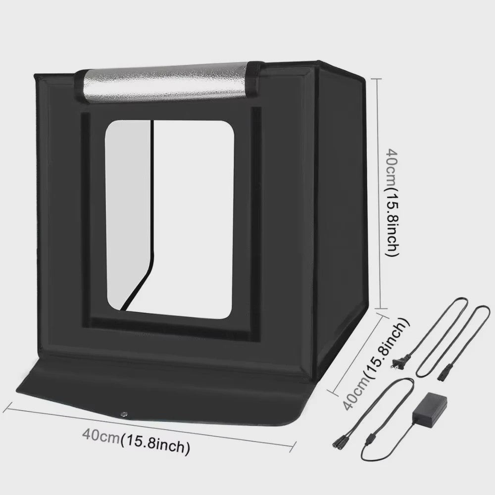 PULUZ 40CM Fotografie Lightbox - Dimbare Dual LED Studio Tent met 6 Kleuren Achtergronden