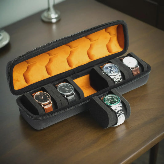 Luxe Horloge Reiskoffer - Harde Rol Organizer met Rode Voering voor 1, 2, 3, 5, 6 of 10 Horloges