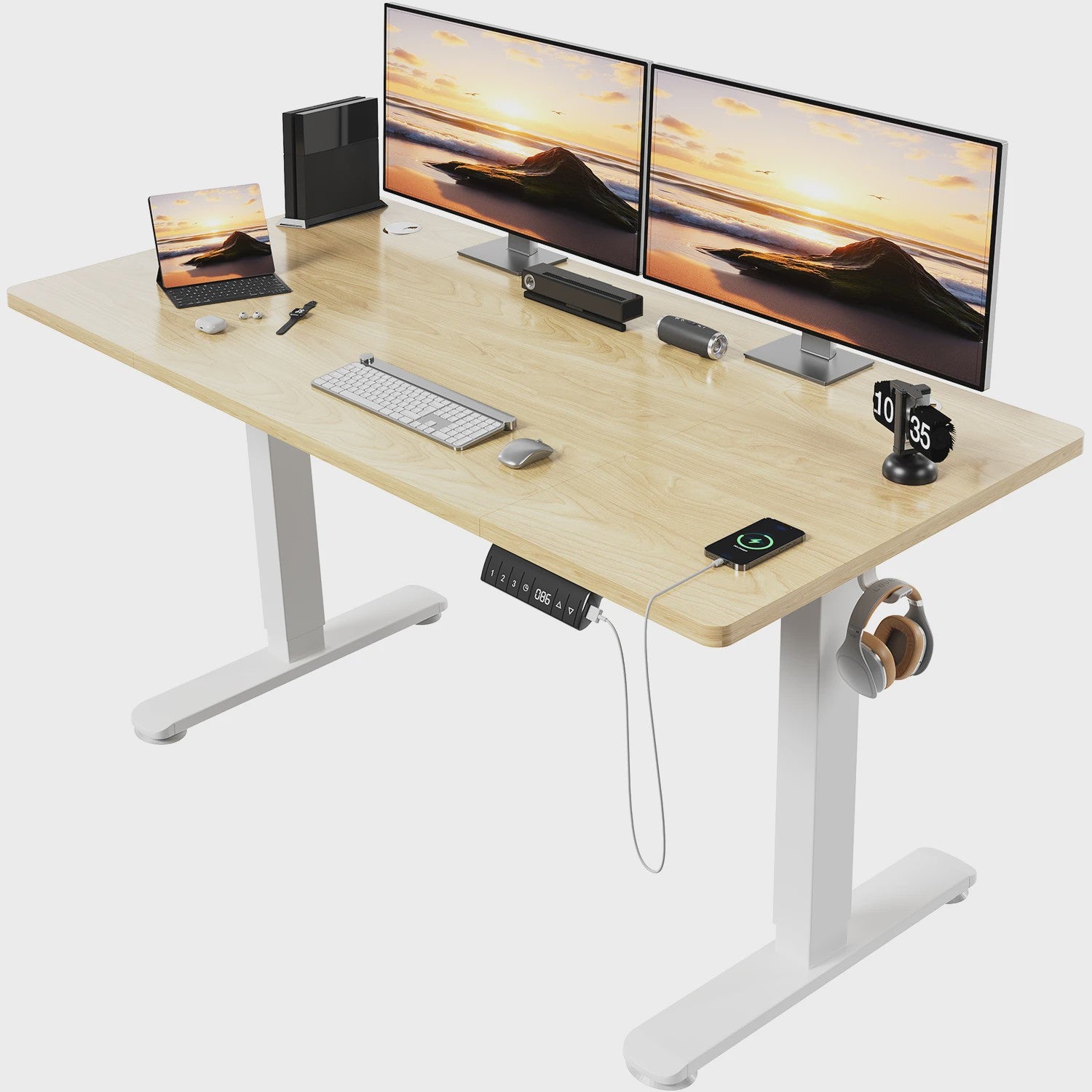 Elektrisch Verstelbaar Bureau 140x70 cm met 3 Geheugenfuncties en USB