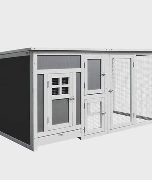 Ruime Houten Kippenhok met Ren en Waterdicht Dak - 160x75x80 cm