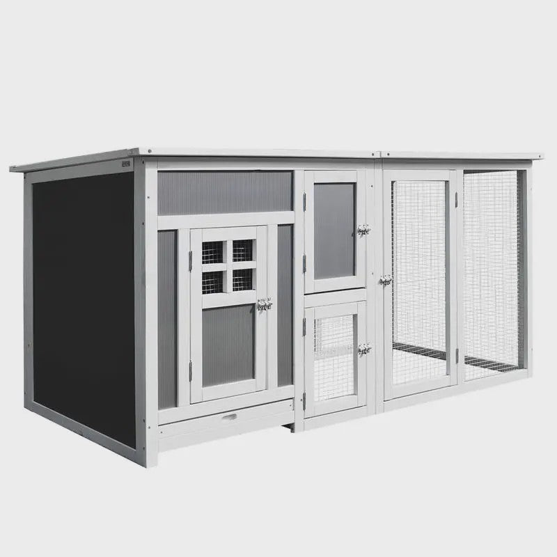 Ruime Houten Kippenhok met Ren en Waterdicht Dak - 160x75x80 cm